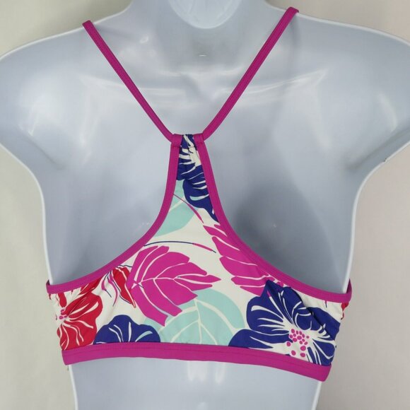 Carve Designs Hawaiian Print Swimsuit Top Size XL Pink Purple Aqua Racer Back - Picture 3 of 9
